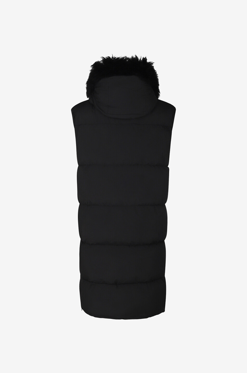 YVES SALOMON Gilet en duvet long garni de peau lainée Femme NOIR 2