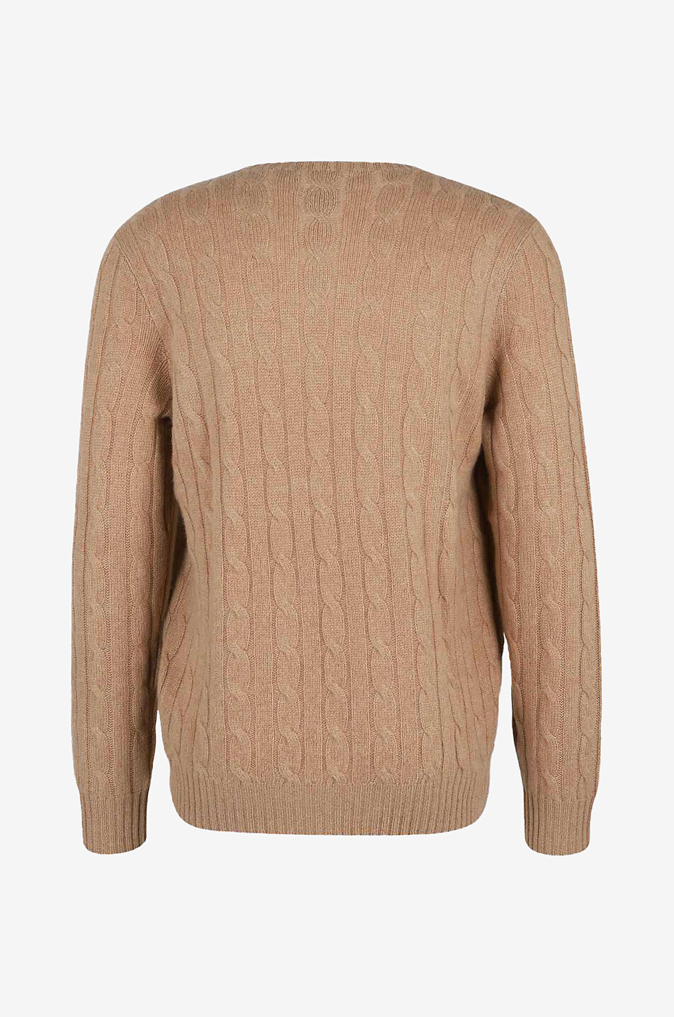 POLO RALPH LAUREN Pull en maille torsadée de cachemire à col rond Homme CAMEL 2