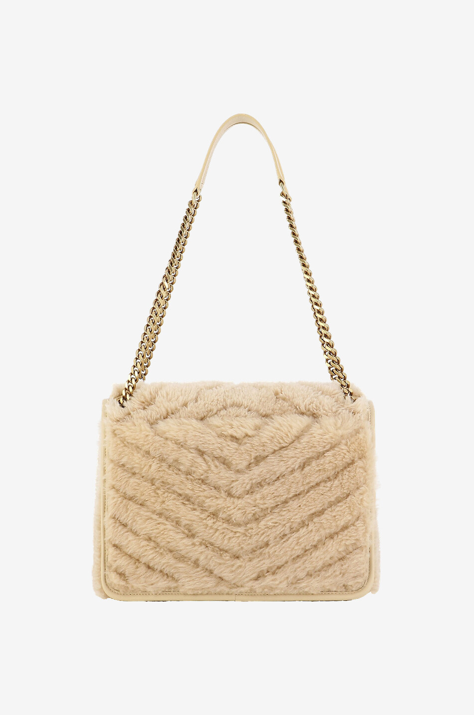SAINT LAURENT PARIS Niki Medium shearling shoulder bag Women BEIGE 3
