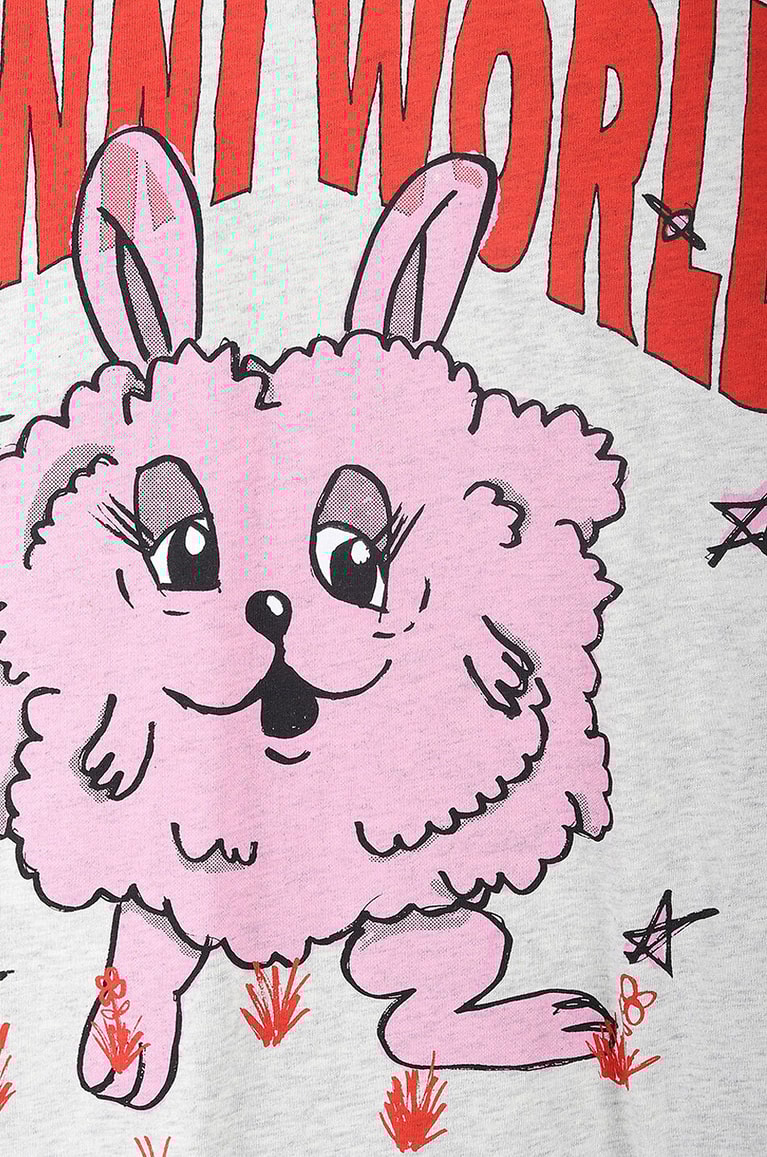 GANNI Bunny printed short-sleeved T-shirt Women LIGHT GREY 3