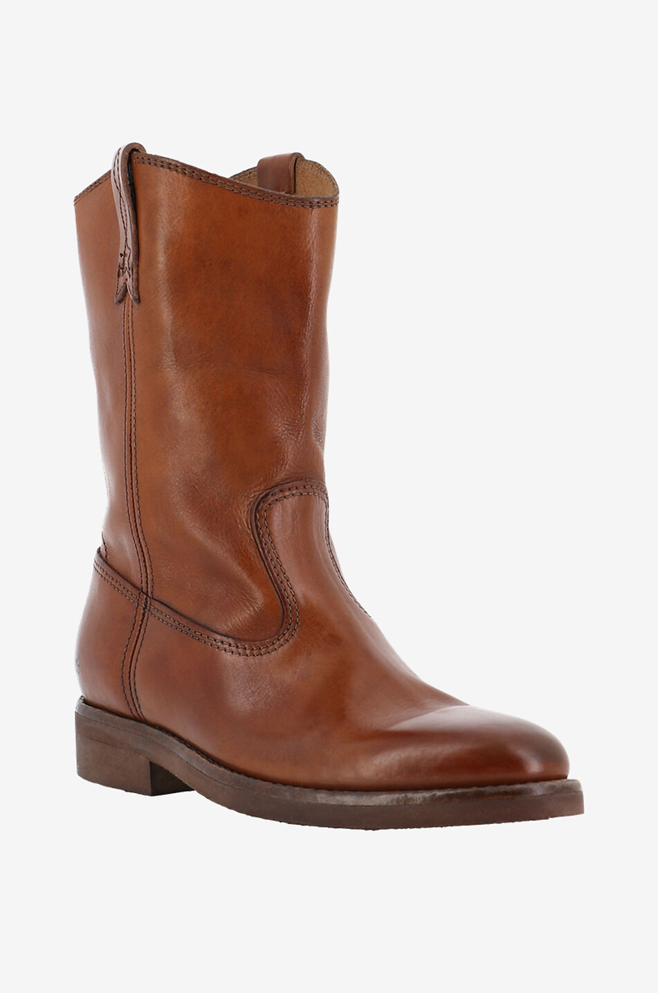 Biker leather ankle boots
