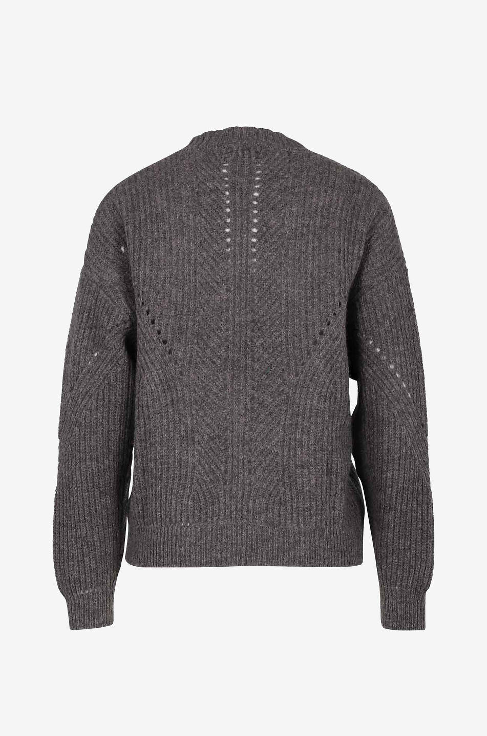 Wool and cashmere round neck openwork jumper
