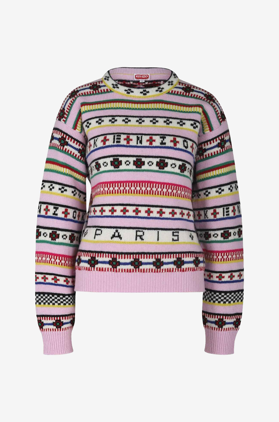 Pull à col rond en laine et coton Fair Isle