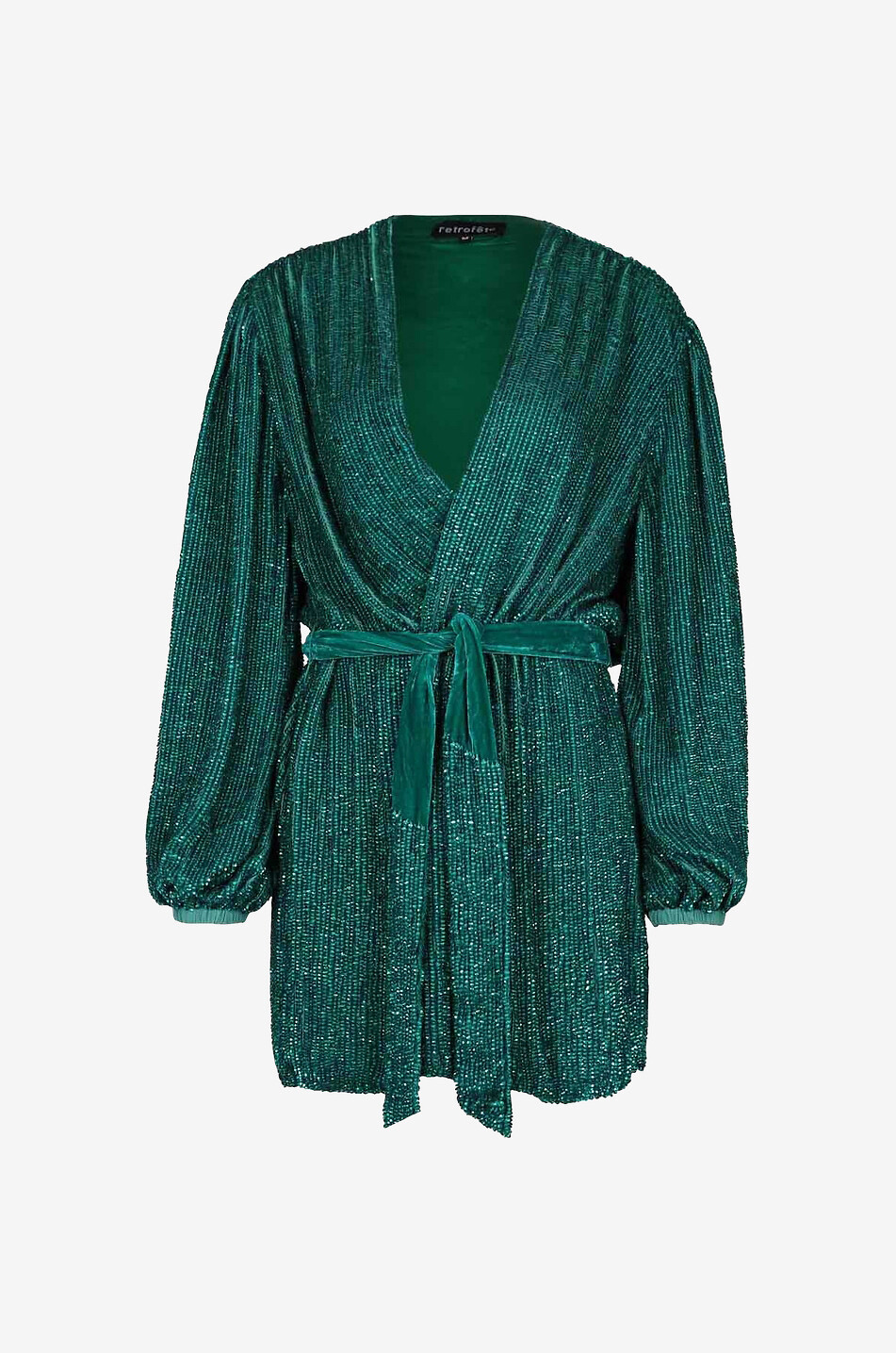 RETROFETE Mini-Wickelkleid mit Pailletten Gabrielle Robe Damen DUNKELGRÜN 1