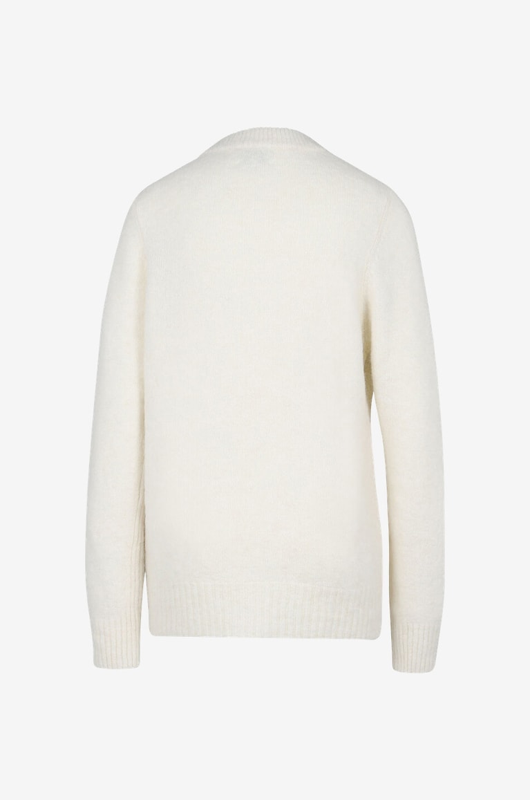 GANNI Pull long en laine alpaga brossée Femme BLANC 2
