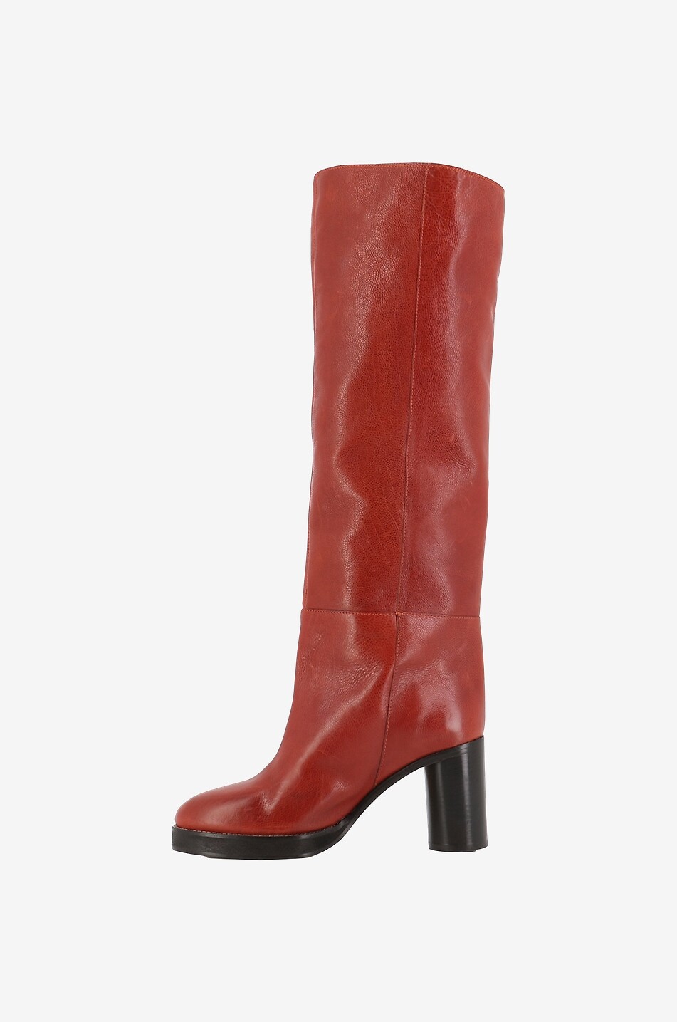 Bottes à talon en cuir grainé Leila 80