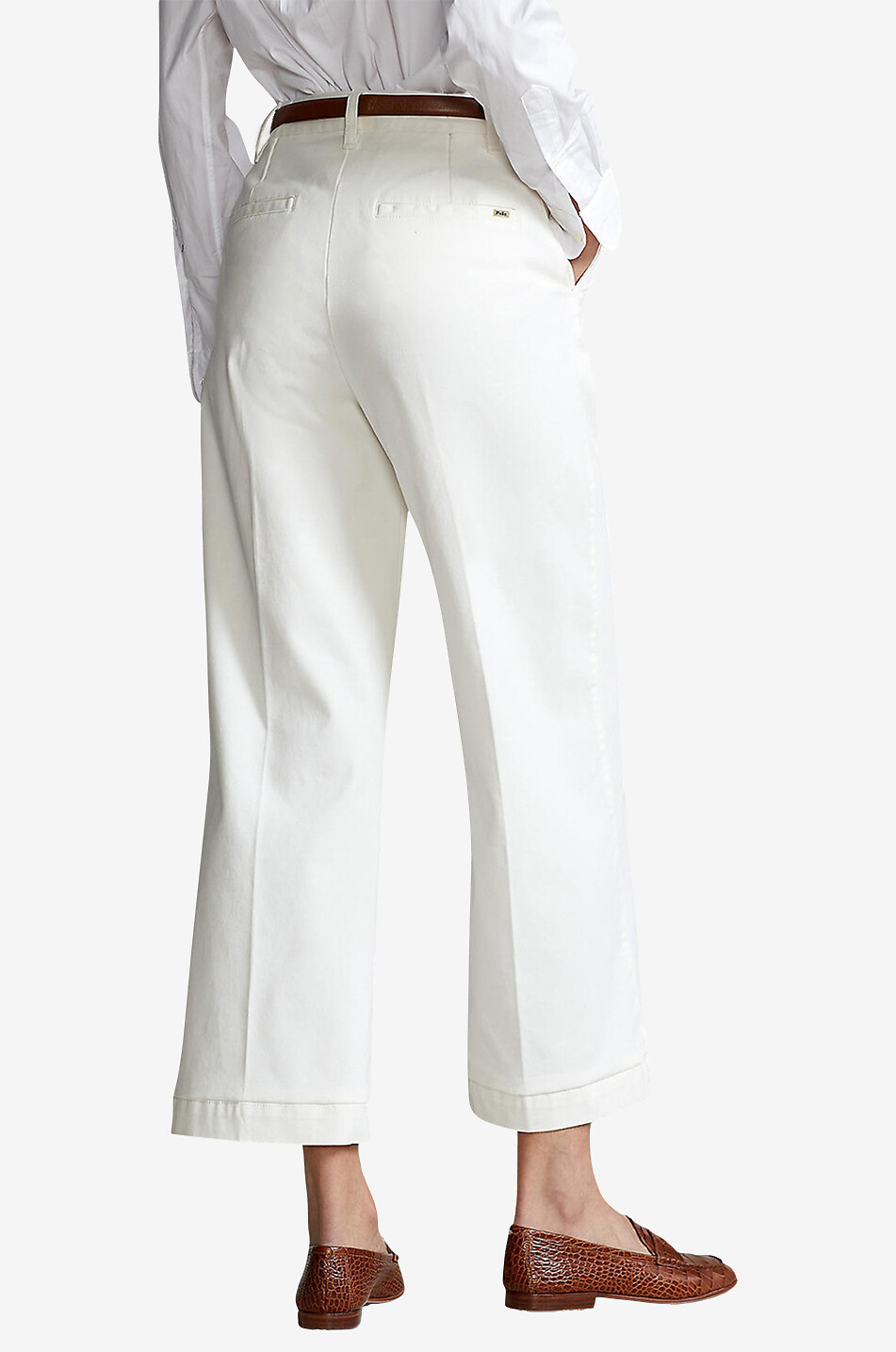 POLO RALPH LAUREN Pantalon chino large raccourci Femme BLANC CASSE 3