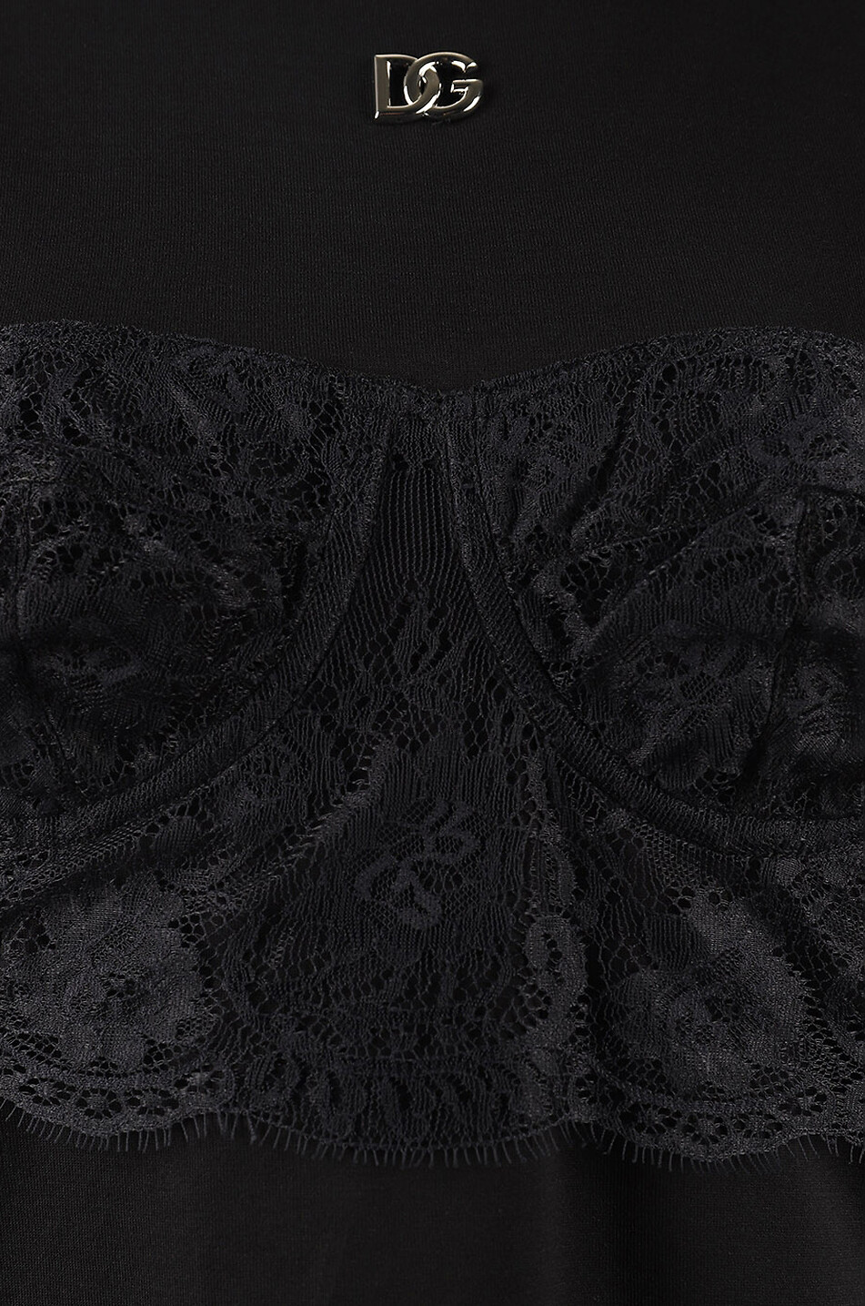 DOLCE & GABBANA Lace bustier adorned jersey T-shirt Women BLACK 3