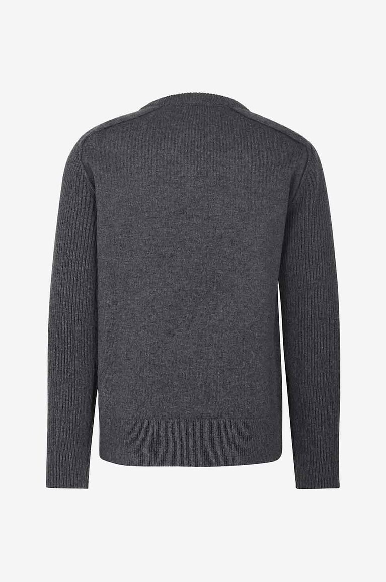 JIL SANDER Pull épais en laine à col rond Homme GRIS FONCÉ 2