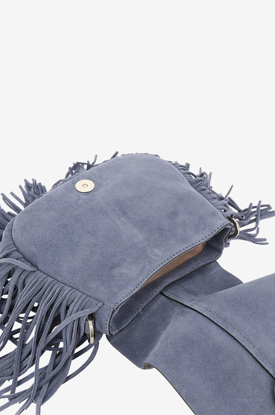 GIANNI CHIARINI Helena Round suede handbag Women BLUE 6