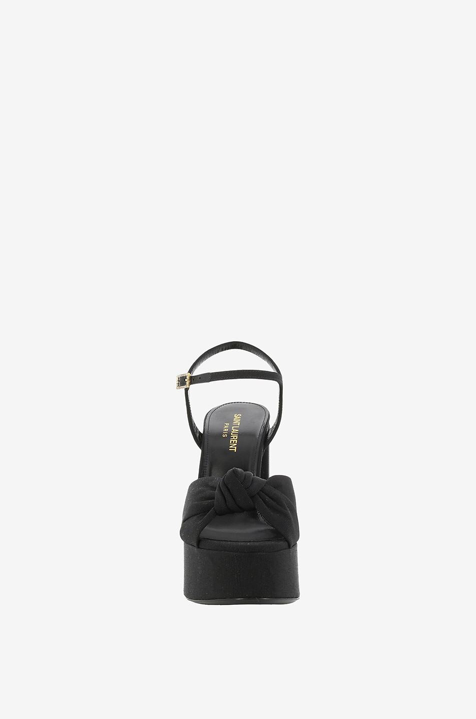 SAINT LAURENT PARIS Sandales à plateau en ruban gros grain Bianca 85 Femme NOIR 2