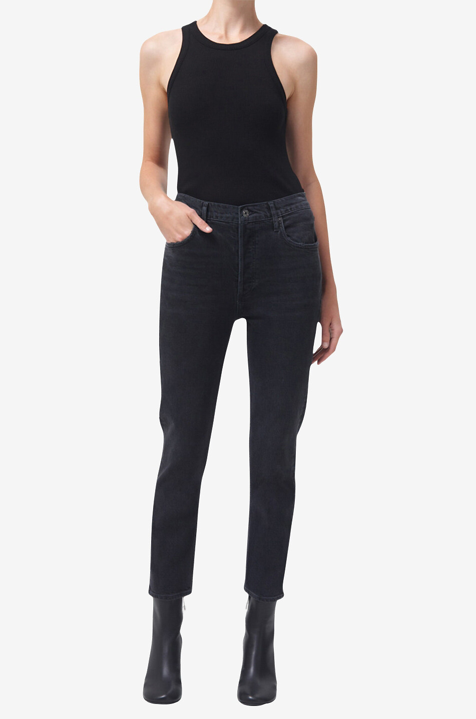 Jean droit taille haute raccourci Riley Panoramic