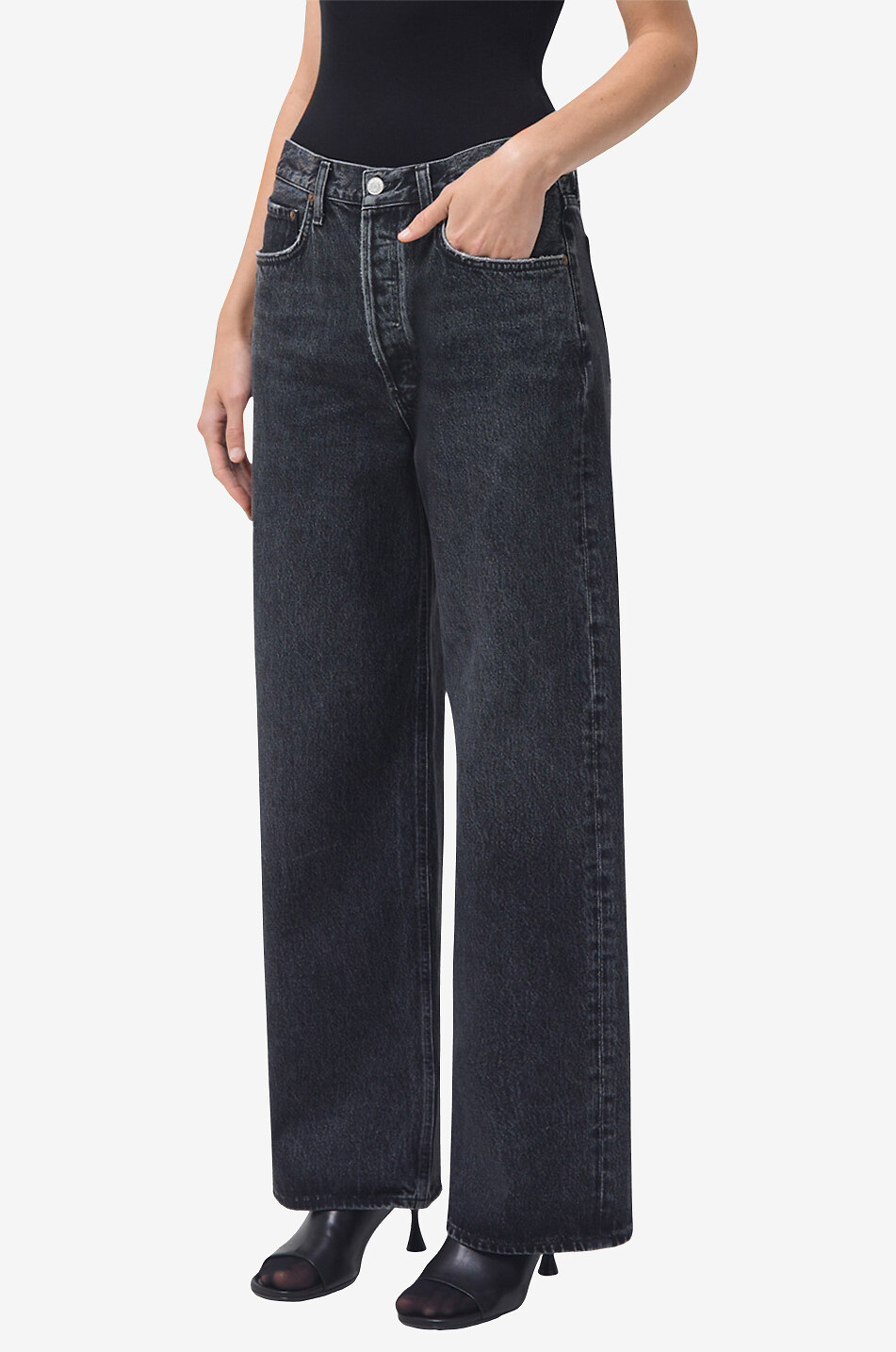 AGOLDE Low Slung Baggy cotton straight leg jeans Women BLACK 2