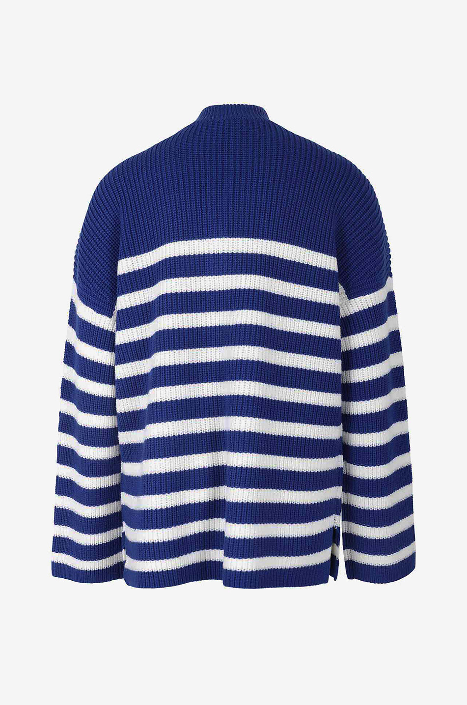 Pull rayé à col montant en laine mérinos