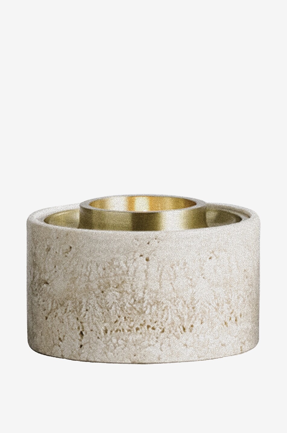 Asteroid oil burner in travertine