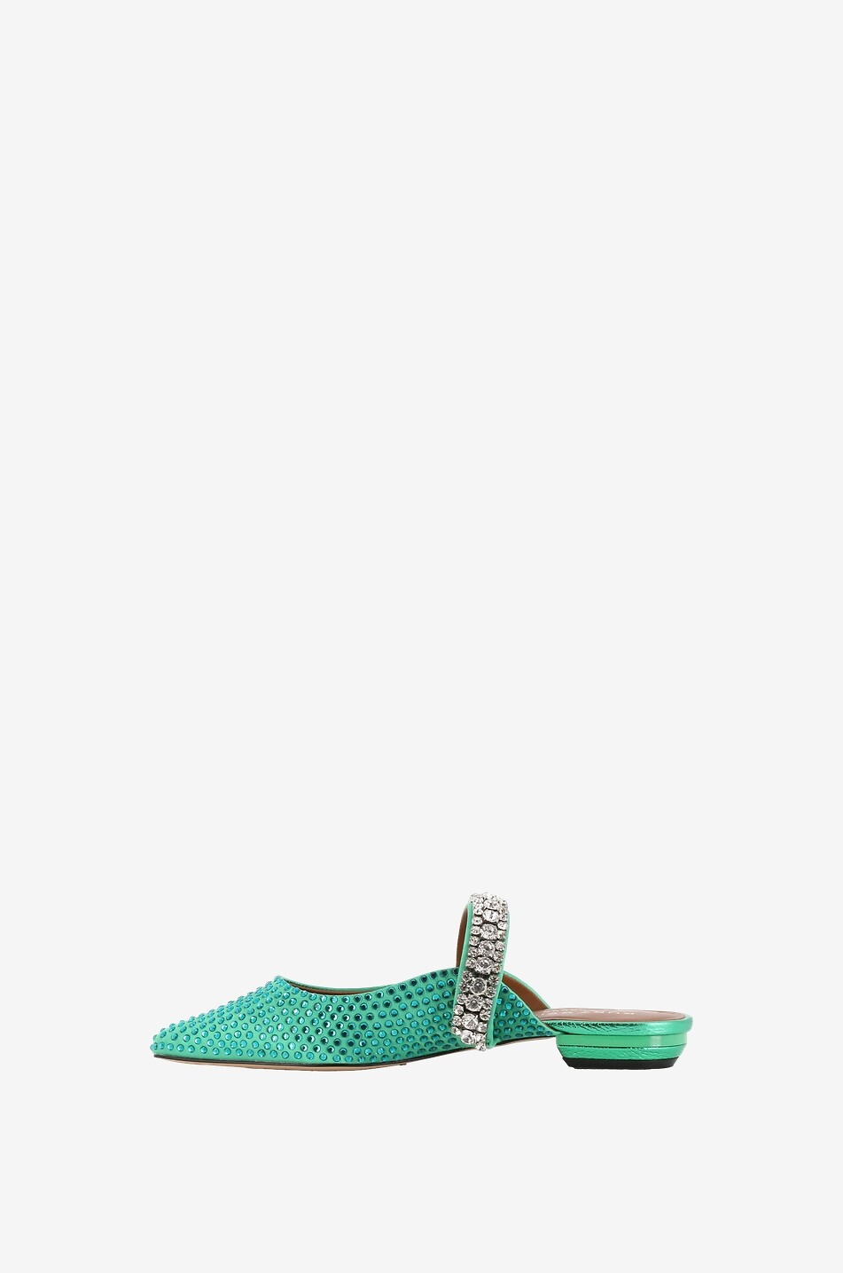 KURT GEIGER LONDON Princely Crystals flat fabric slides Women GREEN 3