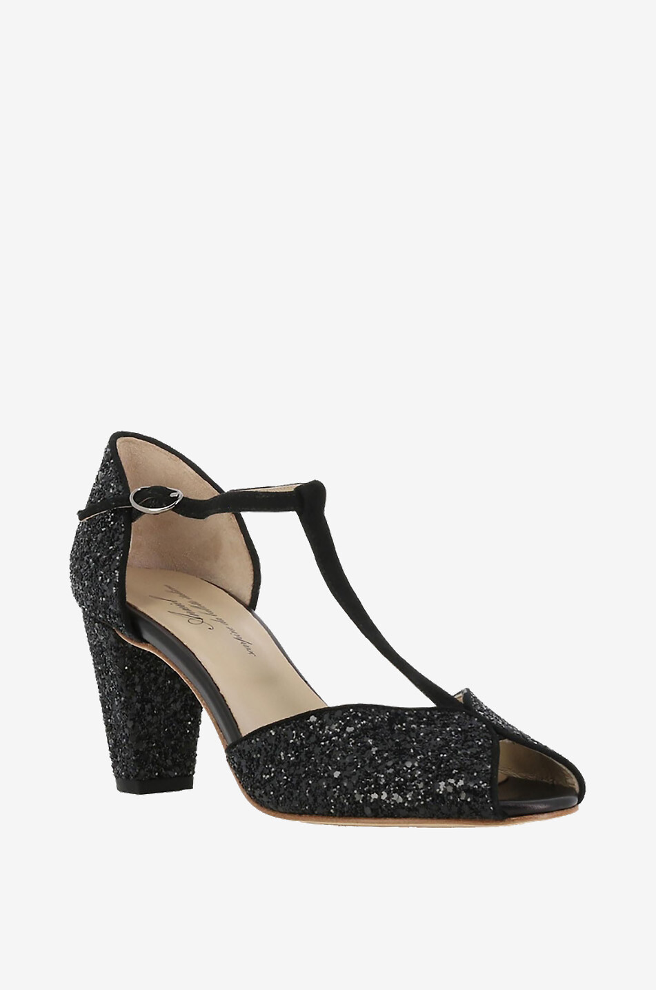 Salomés à talon et bout ouvert en cuir Butterfly 70