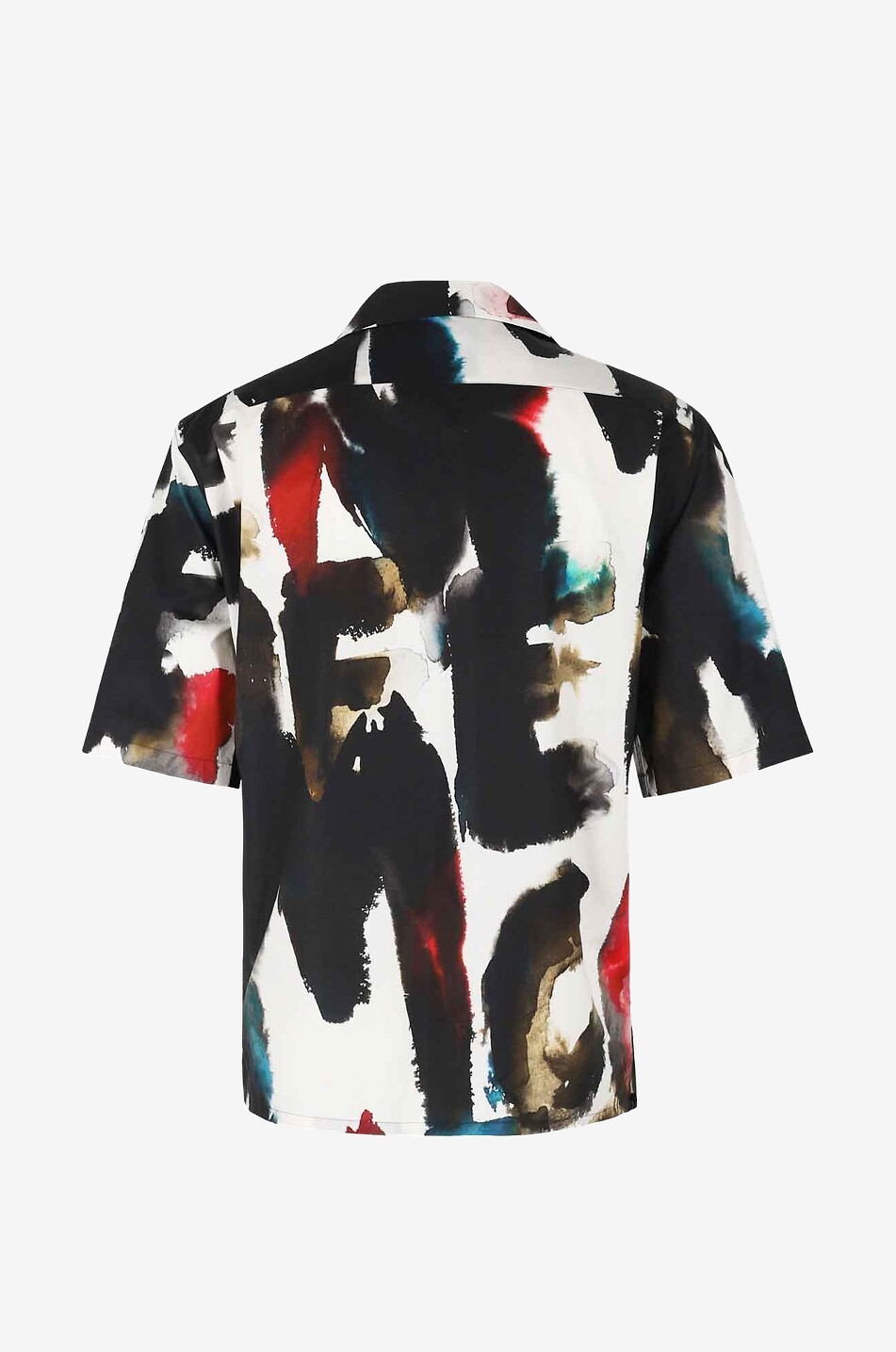 Kurzarm-Hemd aus Popeline Watercolour Graffiti