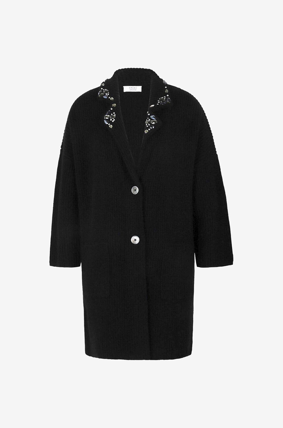 BONGENIE Dicker Kaschmircardigan mit Kristallen Damen SCHWARZ 1