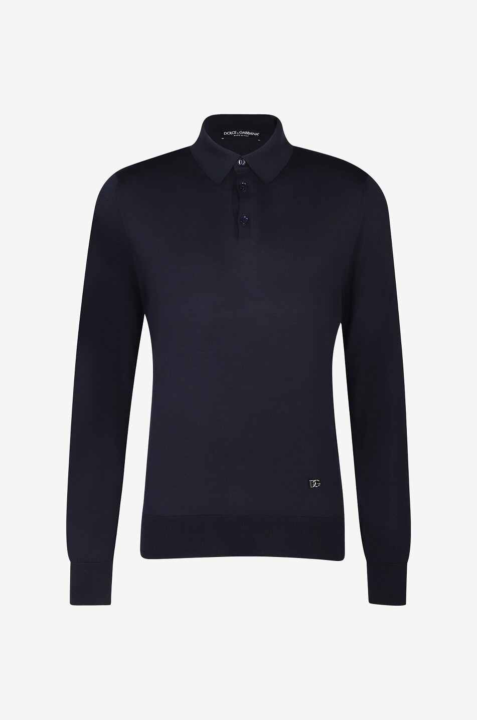 Polo en maille de soie à manches longues DG