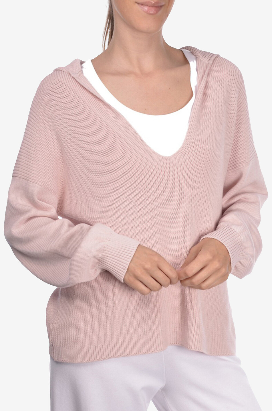 GRAN SASSO Cotton V-neck jumper Women PINK 3