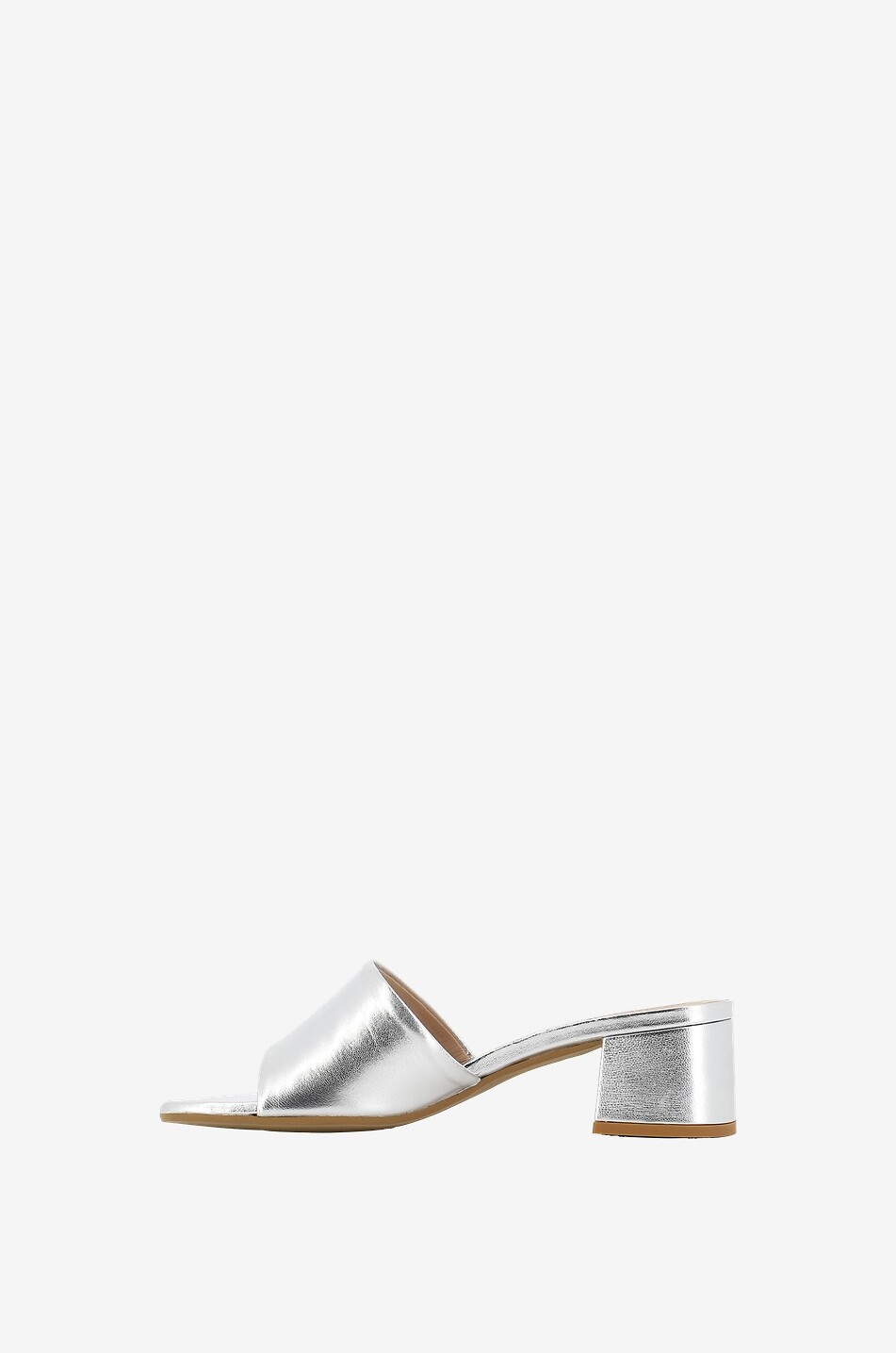 Pantoletten aus Metallic-Leder mit Blockabsatz Connys 50