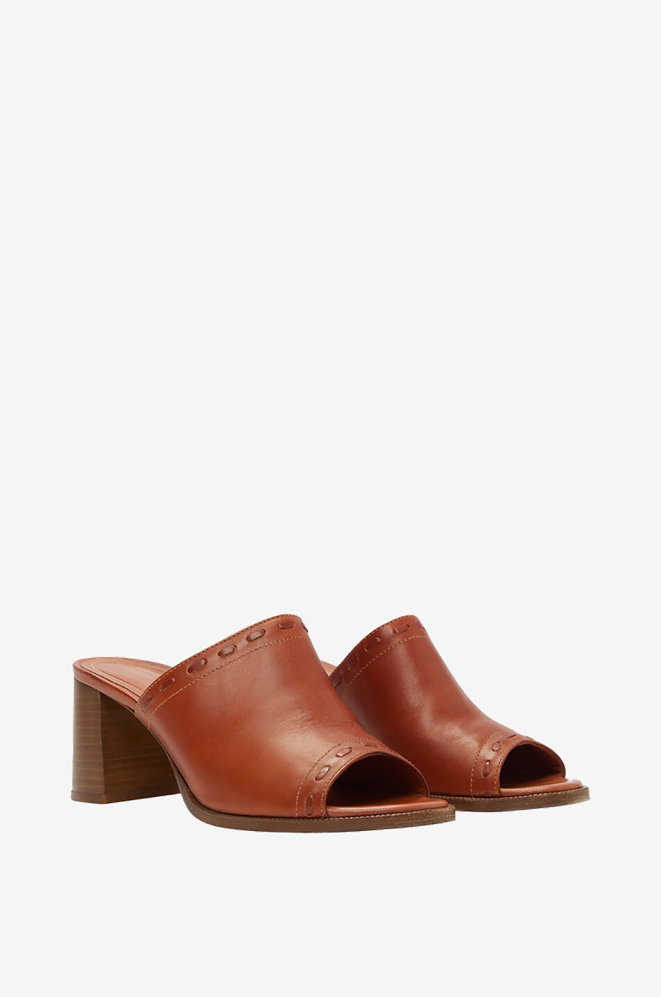 Mules à talon en cuir lisse 70