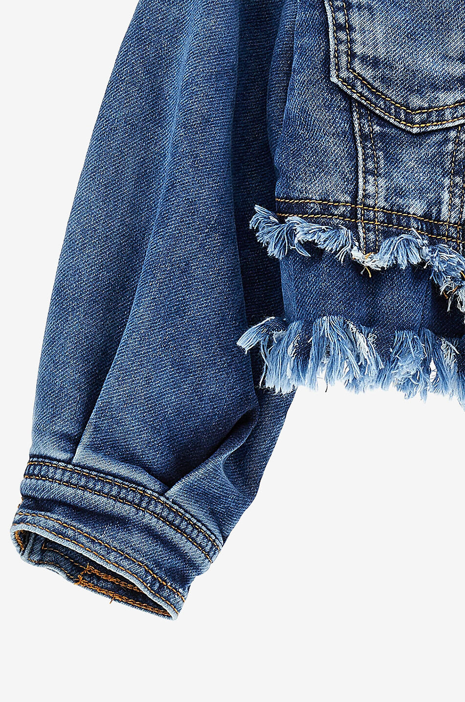 Mädchen-Denim-Jacke mit Kirschstickereien