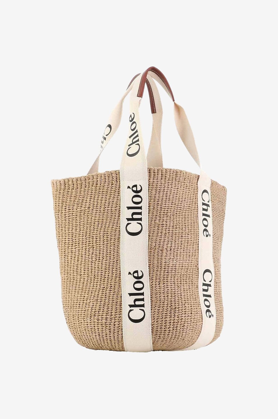 CHLOE Handgeflochtener Korb Woddy Large Damen WEISS 2