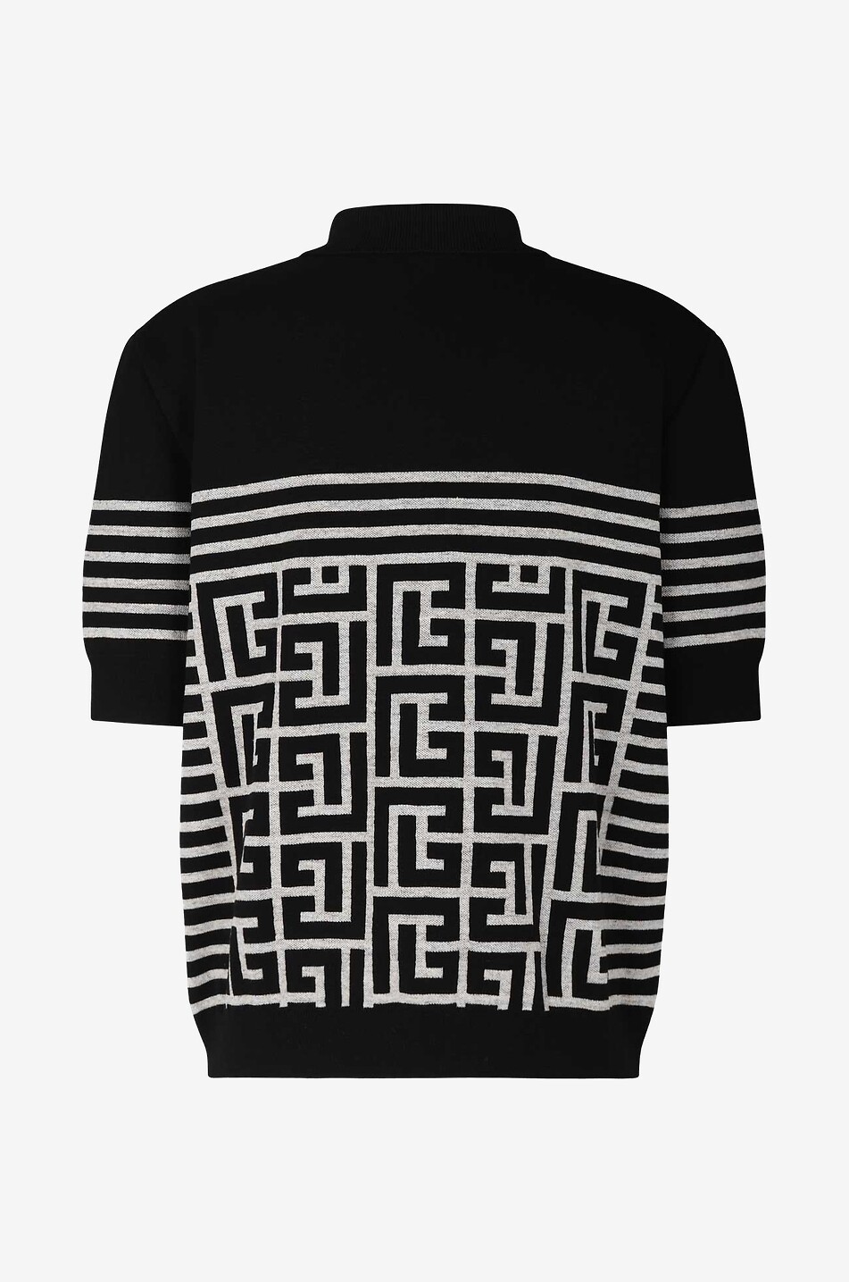 Monogramm-Jacquard-Strick-Polohemd mit kurzen Ärmeln