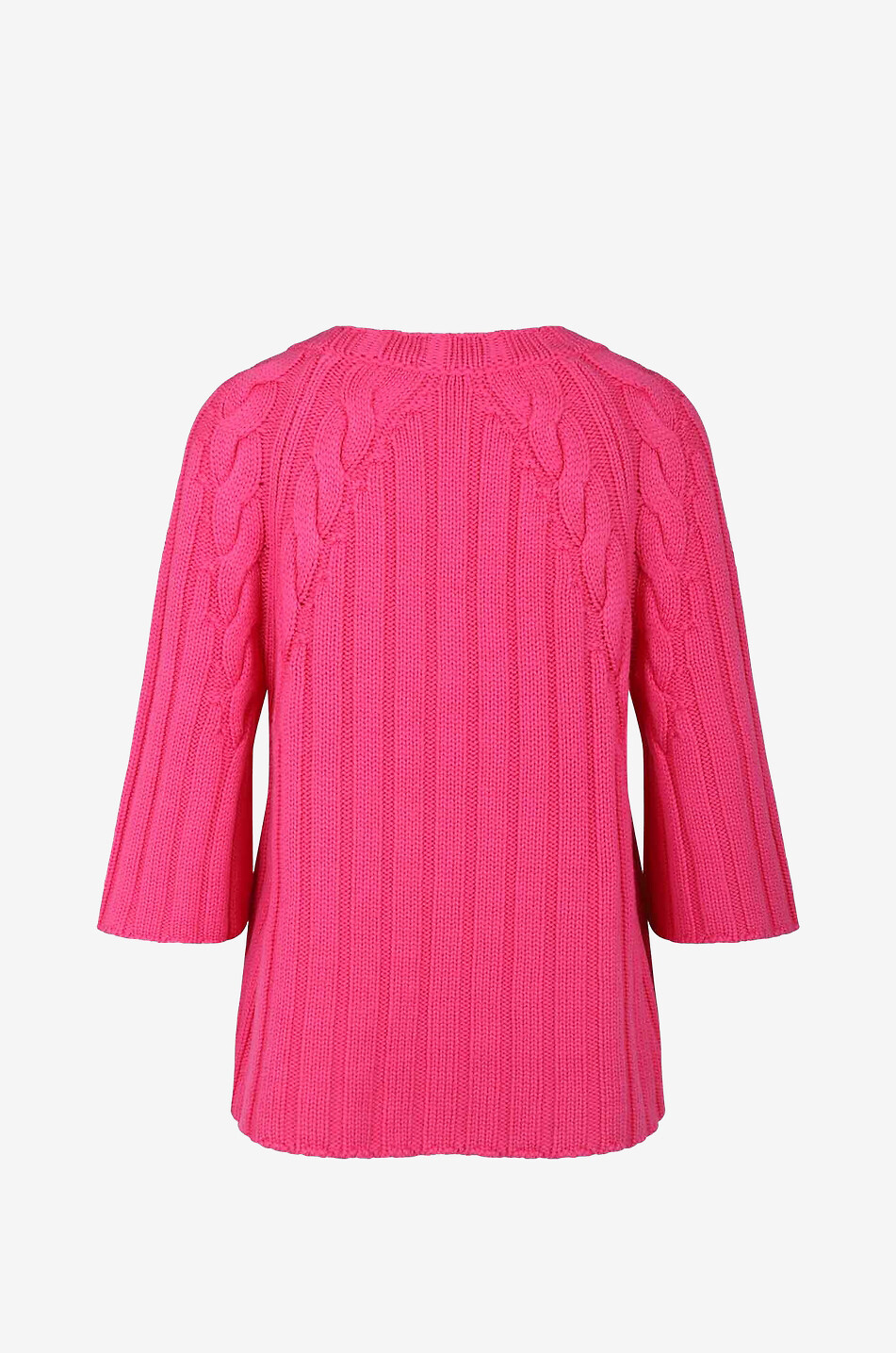Ripp- und Zopfstrickpullover aus Schurwolle