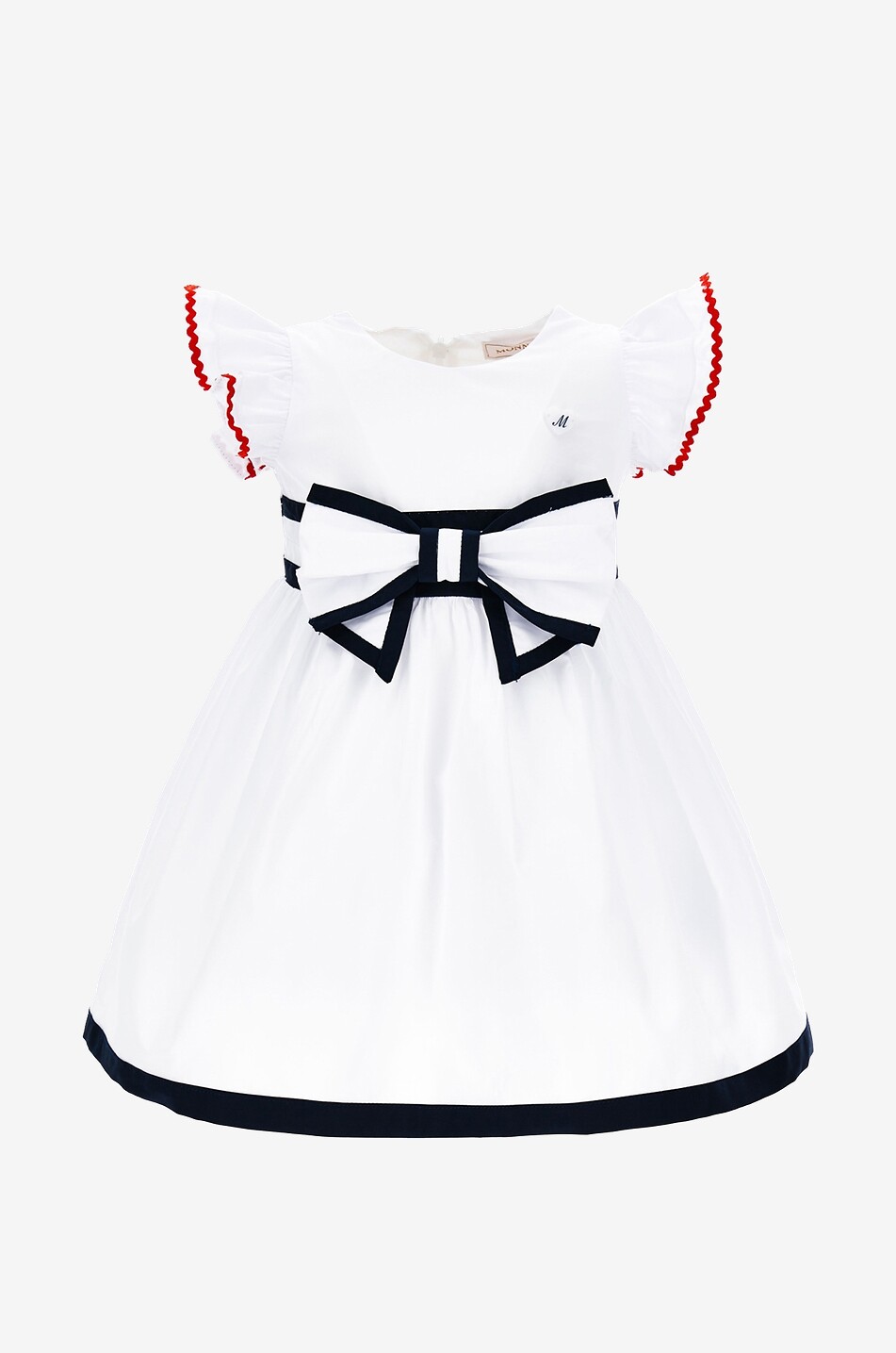 Robe fille ornée d'un noeud et de lisérés