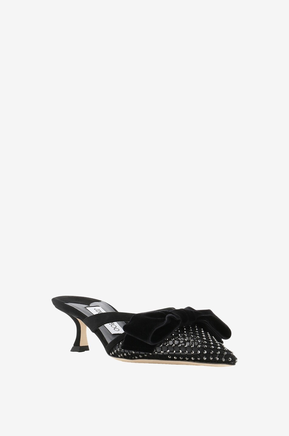 JIMMY CHOO Flaca 50 heeled crystal mesh mules Women BLACK 1