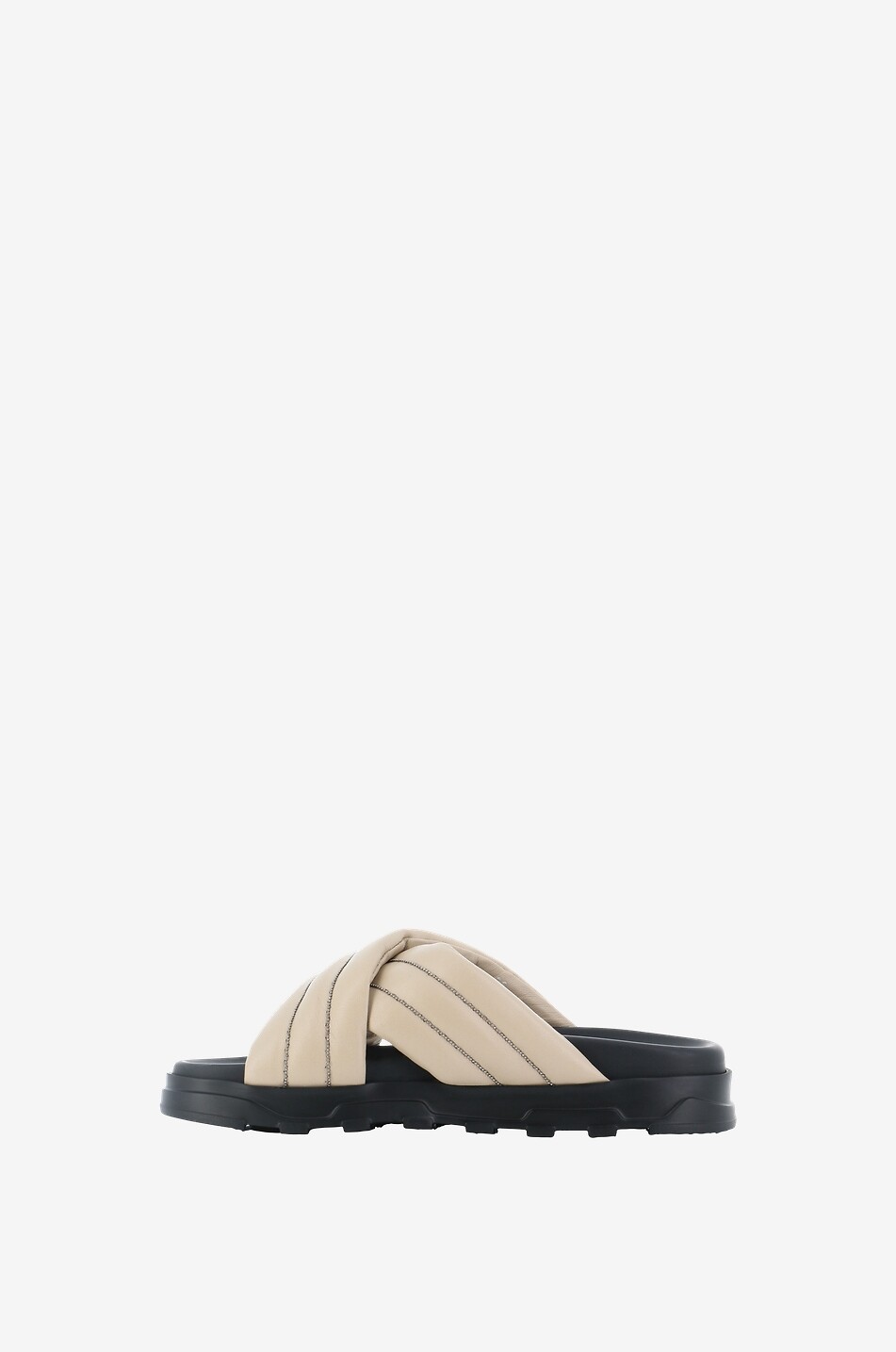 Mules plates en cuir nappa brodées
