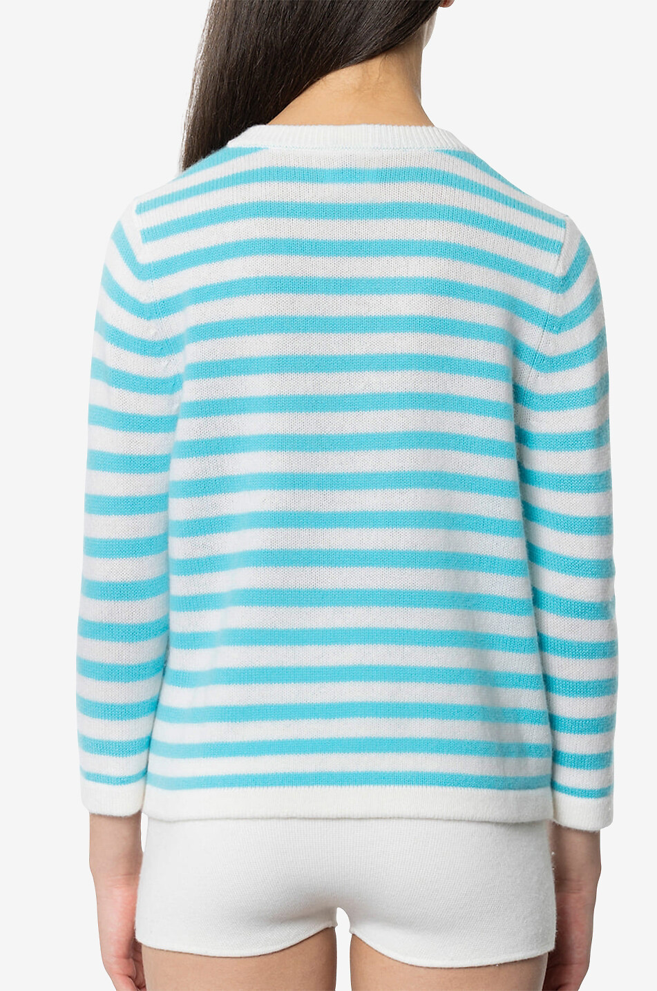 Wool and cashmere striped round neck jumper