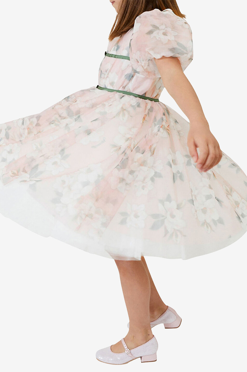 Mädchen-Kleid mit Puffärmeln und Blütenprint
