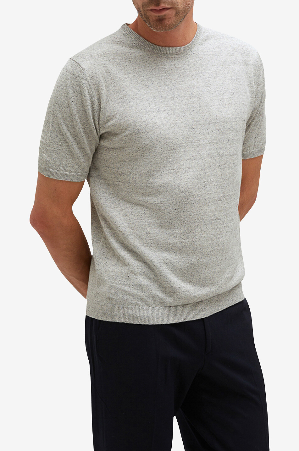 MAURIZIO BALDASSARI T-Shirt à manches courtes en lin Homme GRIS CLAIR 3