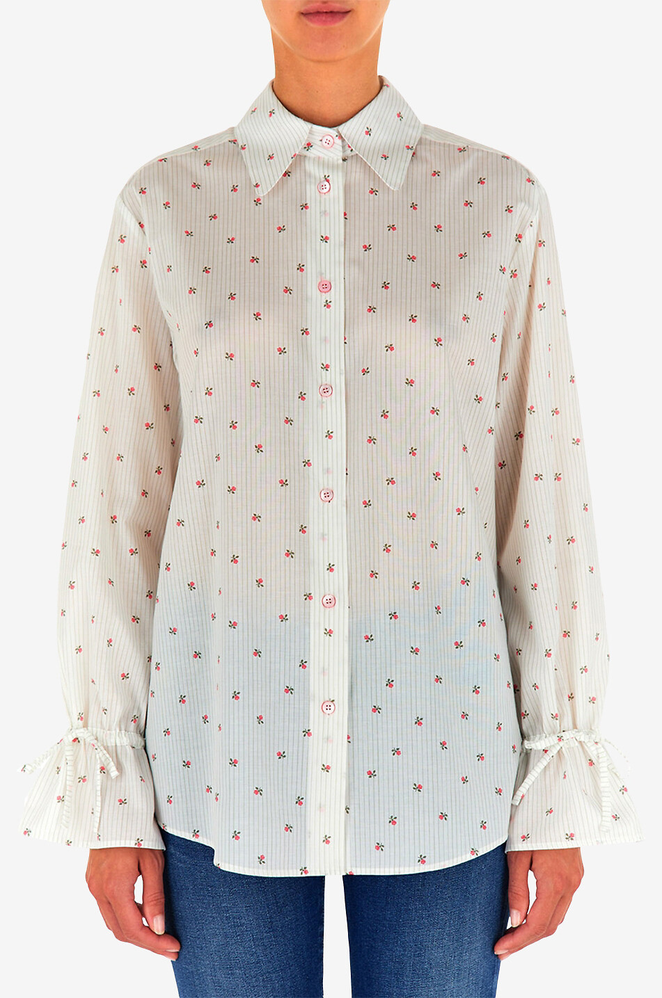 Chemise fleurie à manches longues en coton