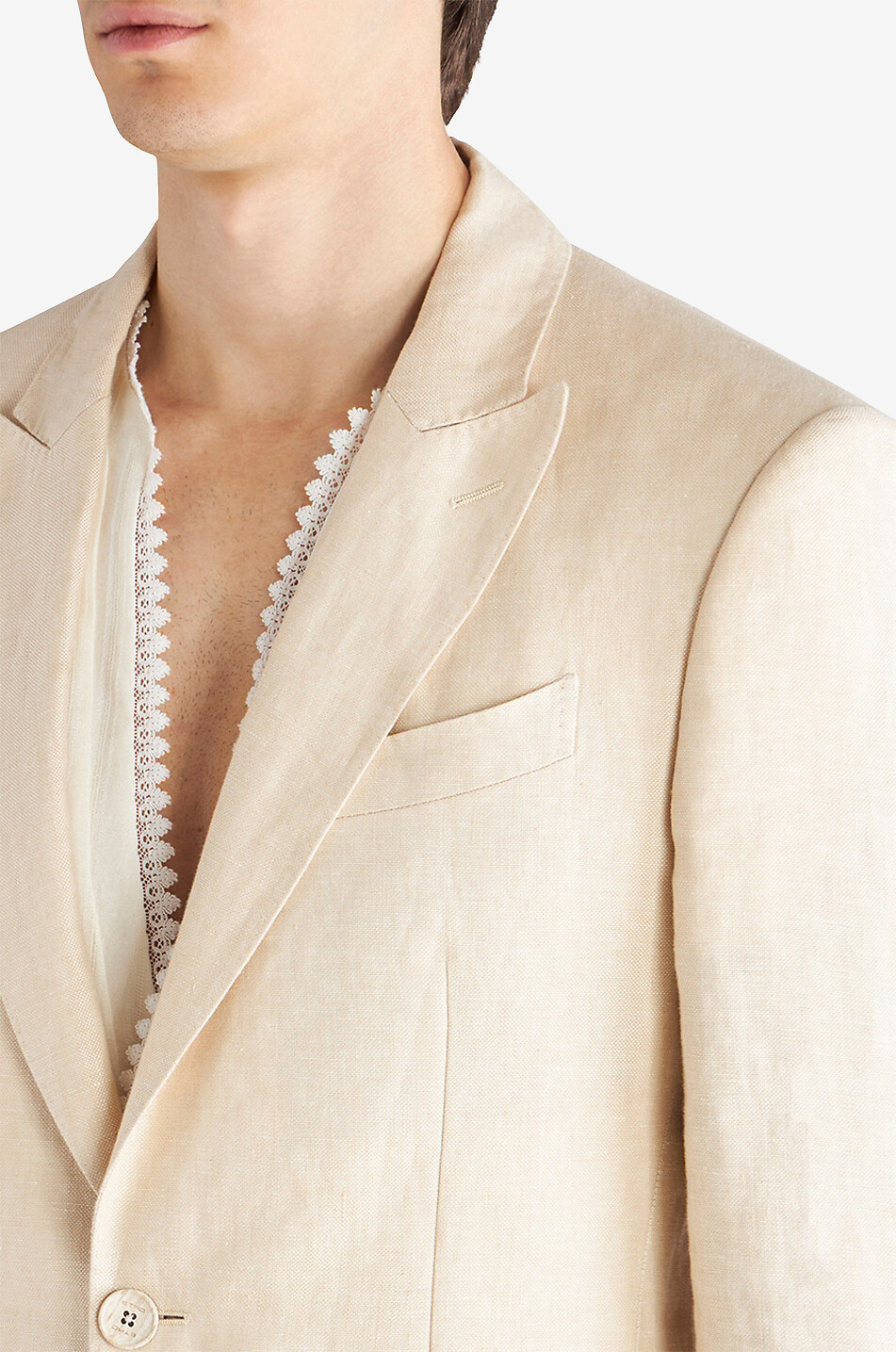 ETRO Single-breasted linen blazer Men EGGSHELL 5
