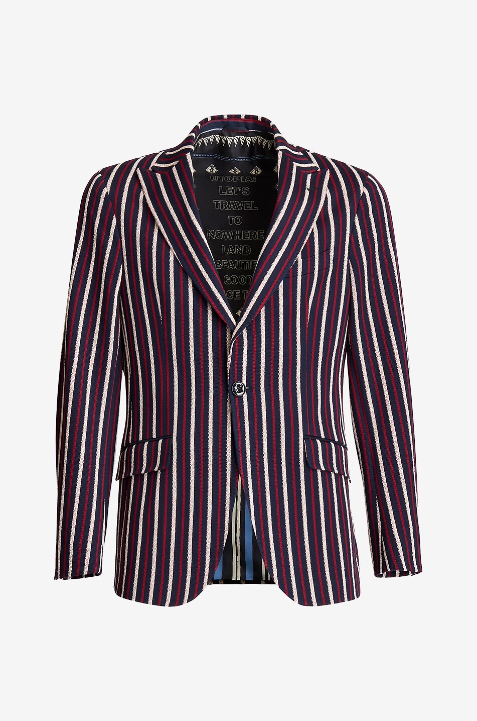 Striped single-breasted cotton piqué blazer