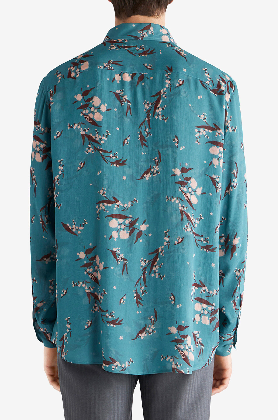 ETRO Flower printed silk crepe shirt Men MEDIUM BLUE 4