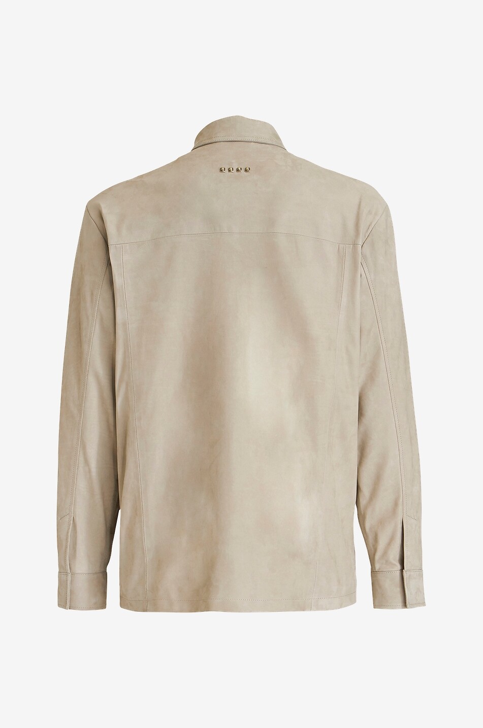 Embroidered safari shirt jacket in suede