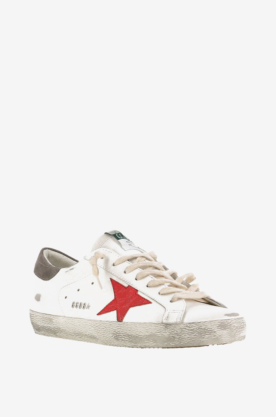 GOLDEN GOOSE Niedrige Ledersneakers mit rotem Metallic-Stern Super-Star Classic Herren WEISS 1