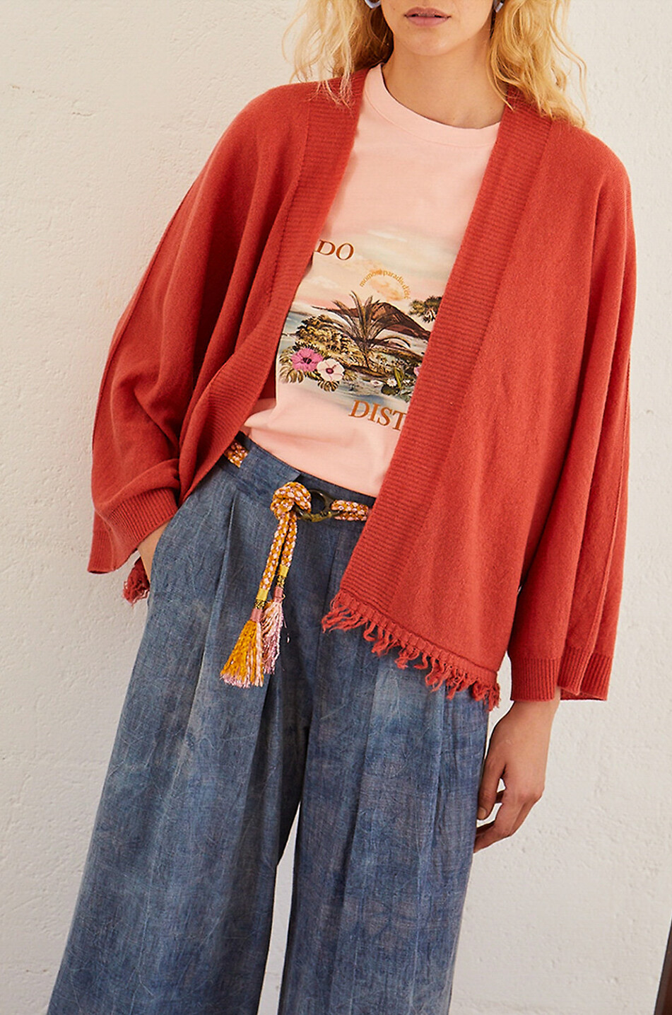MOMONI Cardigan mit Fransen Shari Damen DUNKELROSA 2