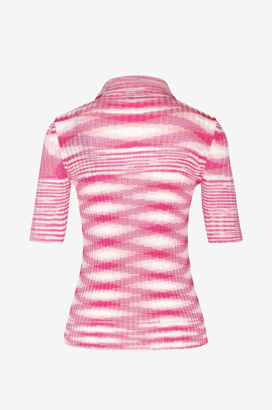 Diamond patterned rib knit polo shirt