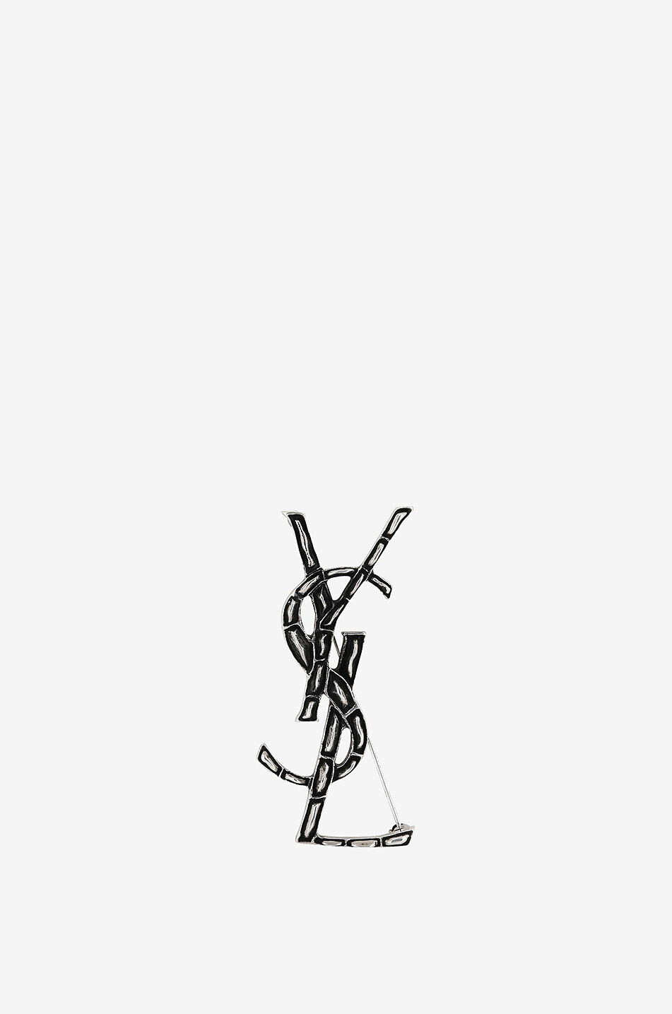 SAINT LAURENT PARIS Brosche in Kroko-Textur Opyum Damen SILBER 1