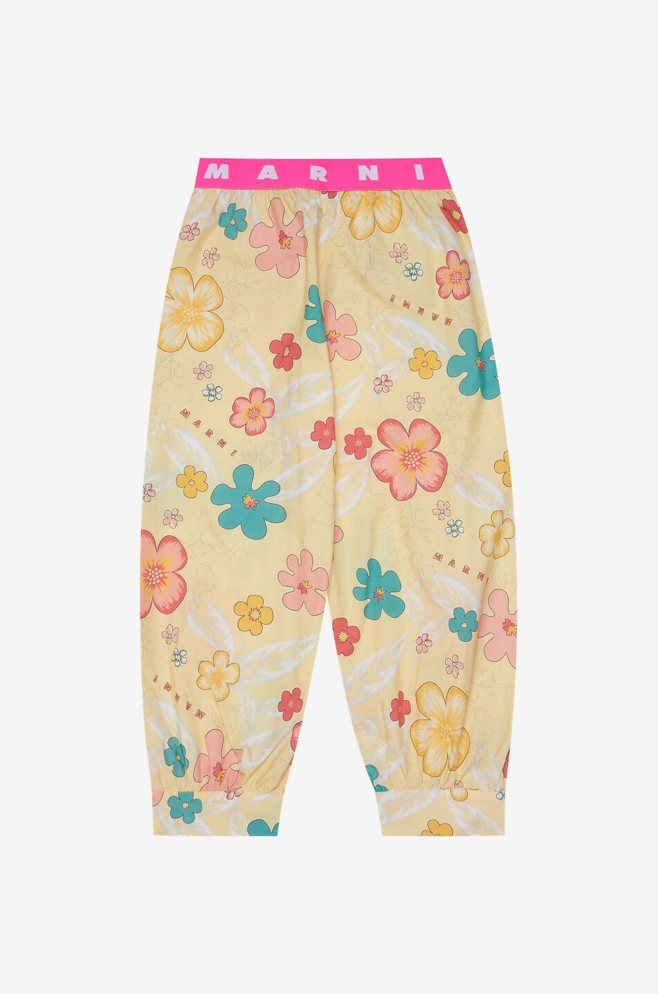 Pantalon carotte fille en popeline fleurie