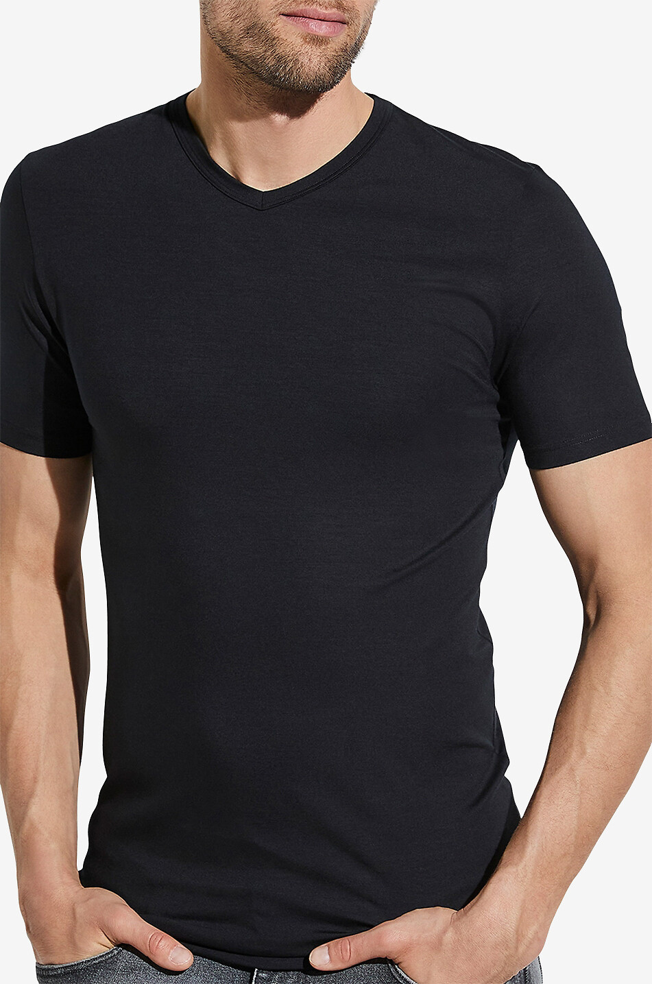ZIMMERLI T-shirt col V 700 Pureness Homme NOIR 2