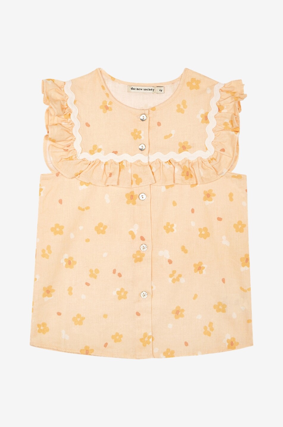 Ärmellose Mädchen-Bluse aus Leinen und Baumwolle Limoncello