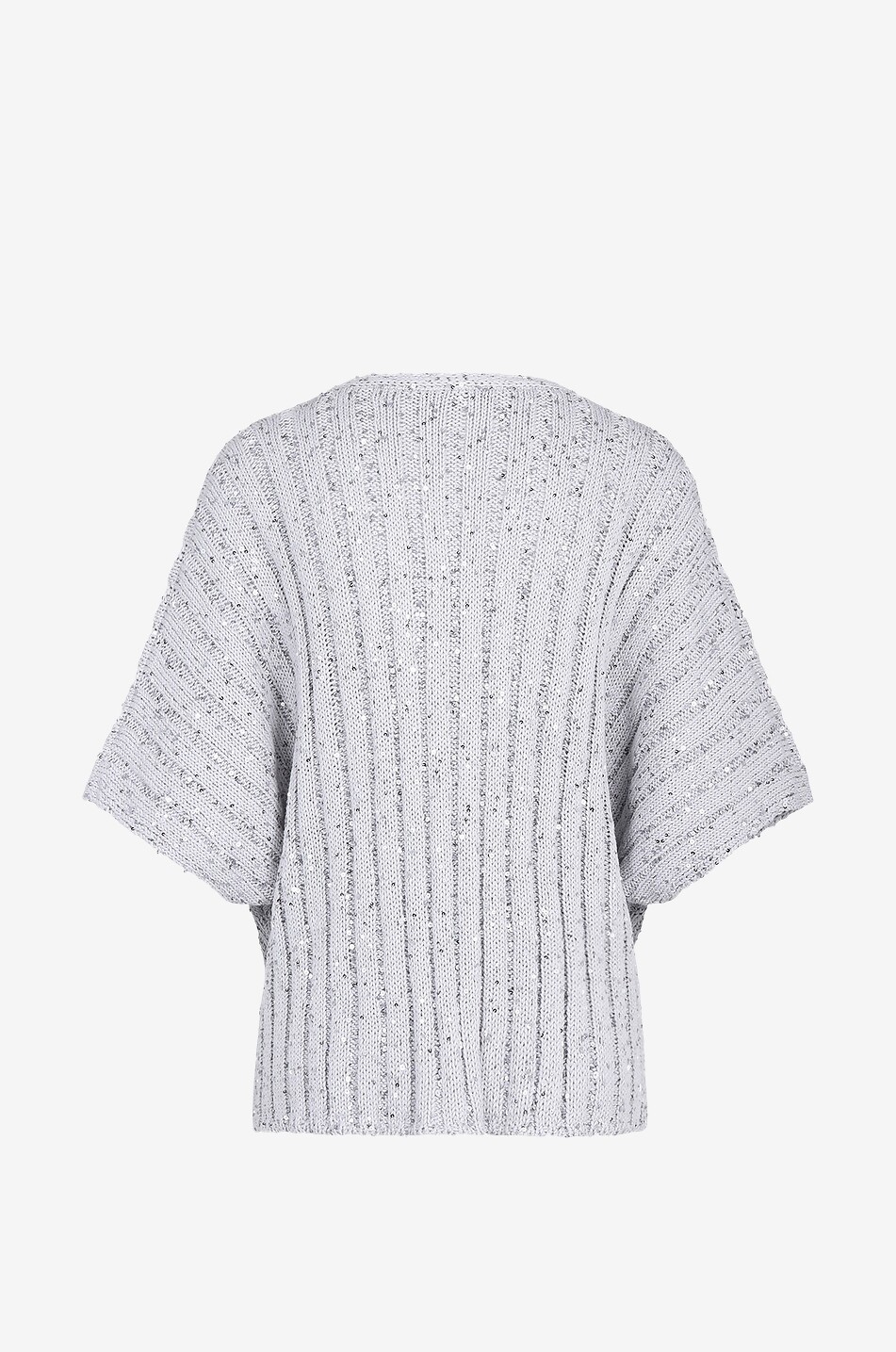 Cardigan côtelé en coton esprit cape à sequins